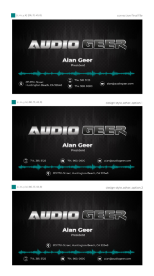 Business Card Design by vcreatived for Audio Geer, Inc | Design: #20313332