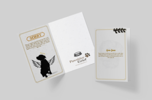 sympathy card for pets with lapel pin attached | Schreibwaren-Design von SAI DESIGNS