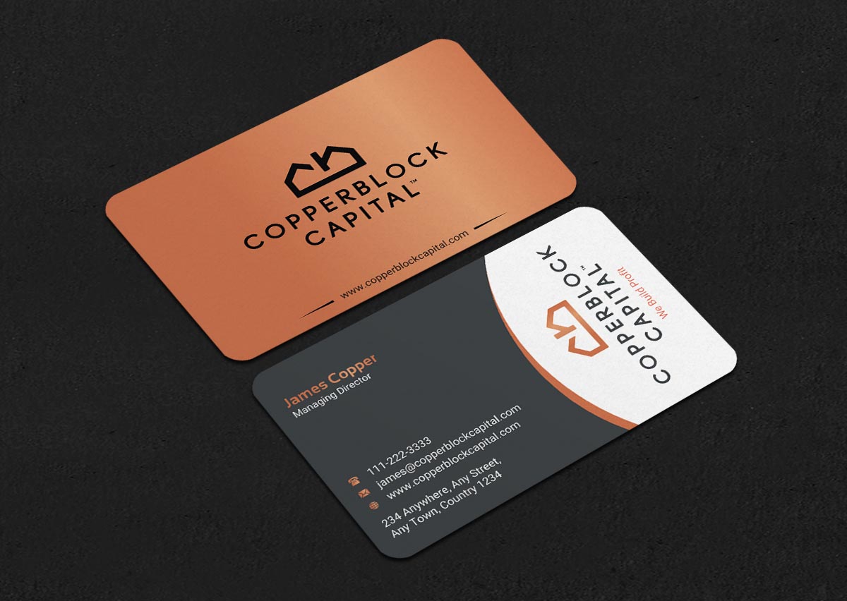 Visitenkarten-Design von INDIAN_Ashok für Copperblock Capital Corp. | Design #20348421