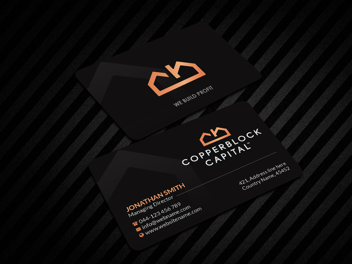 Visitenkarten-Design von Creations Box 2015 für Copperblock Capital Corp. | Design #20334803
