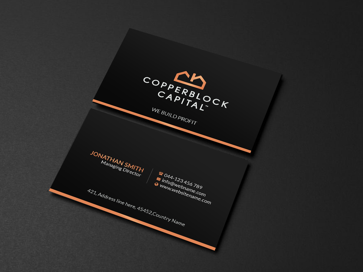 Business Card Design by Creations Box 2015 for Copperblock Capital Corp. | Design #20334804