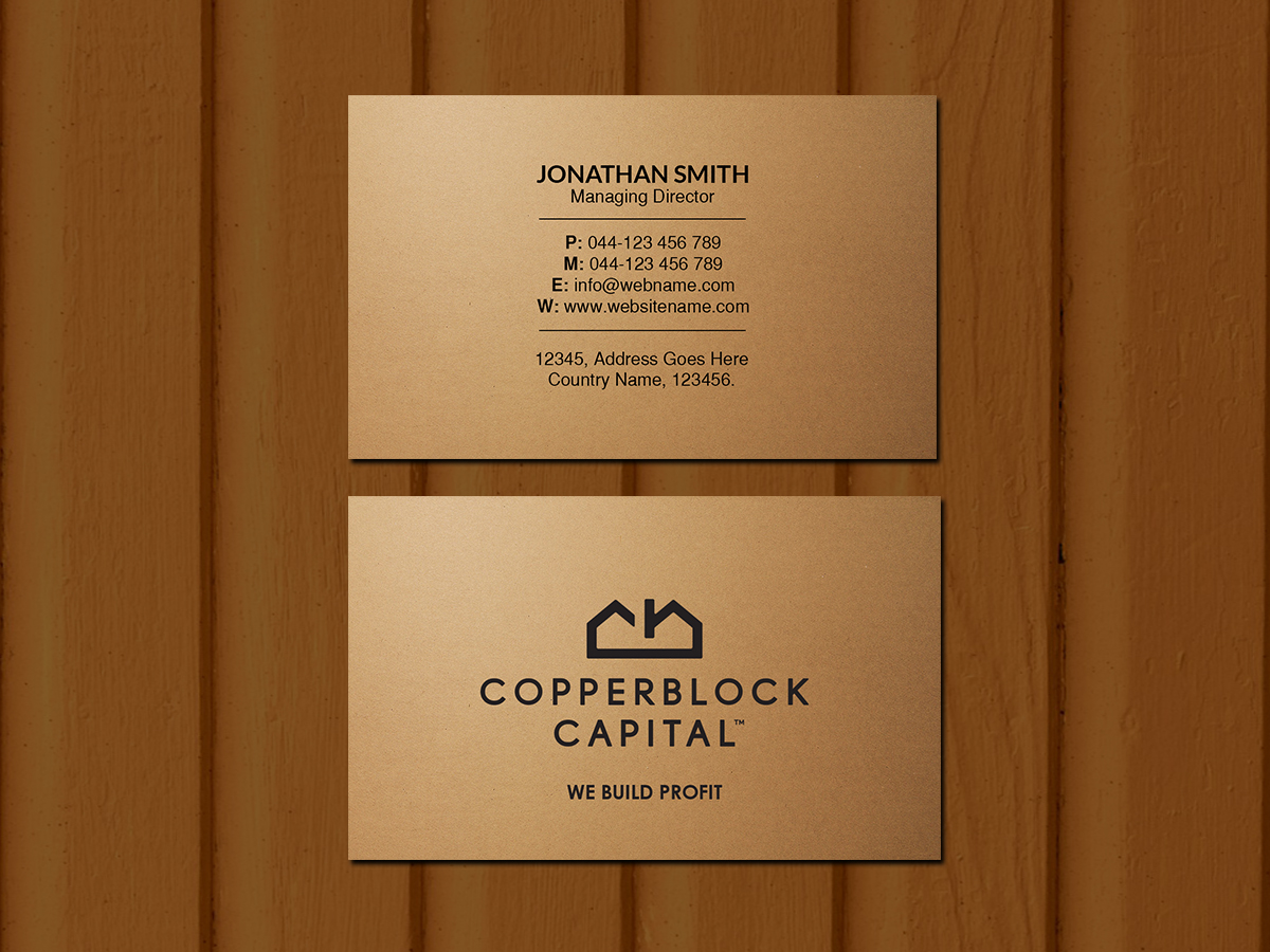 Business Card Design by Creations Box 2015 for Copperblock Capital Corp. | Design #20334834