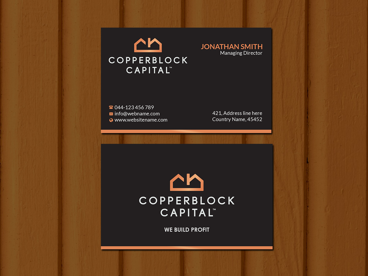 Business Card Design by Creations Box 2015 for Copperblock Capital Corp. | Design #20334842