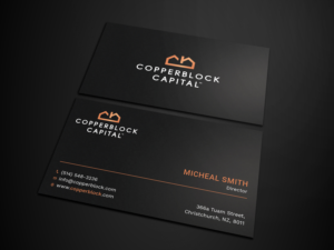 Design de Carte de Visite par Tripti Ranjan Gain pour Copperblock Capital Corp. | Design : #20328669