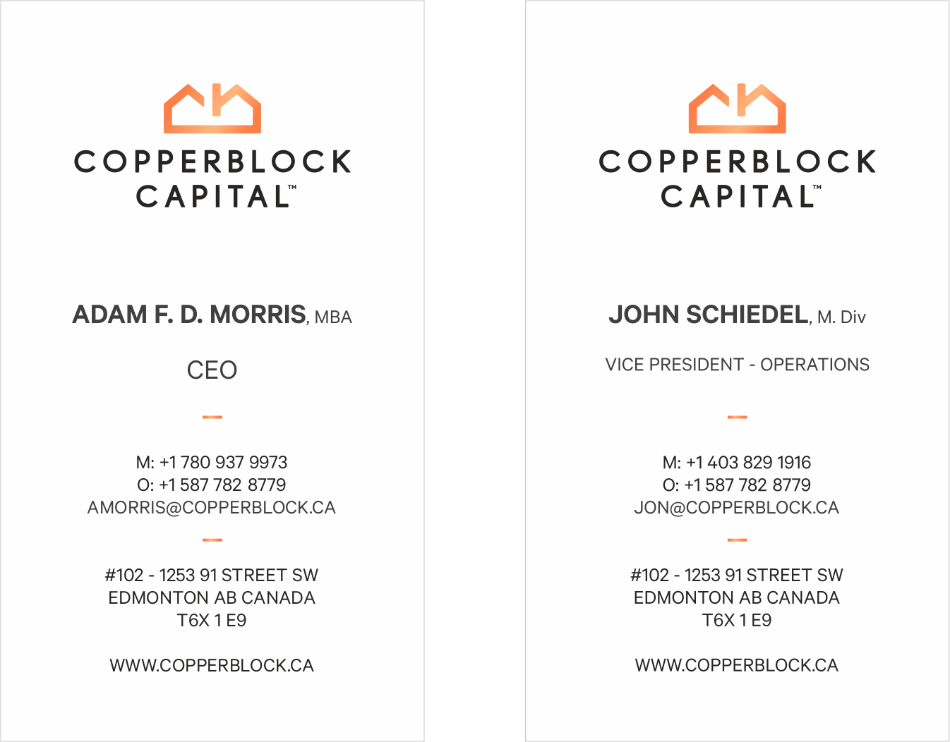 Visitenkarten-Design von logodentity für Copperblock Capital Corp. | Design #20393693