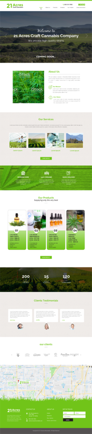 21 Acres Craft Cannabis Company | Web Design by chandrayaan.creative