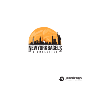 attached a file with block font, no need to distress font.  like the NY bagel logo, leave WTC twin towers, add empire state building and make statue of liberty larger. don't like scroll banner, some other banner background. its intended to be a fun design. | Design de Logo par JoseDesign