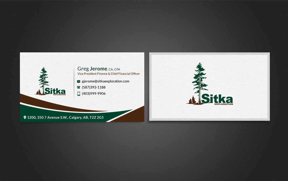 Business Card Design by  Artman for Wine Club - Sitka Exploration Ltd. | Design #20363283