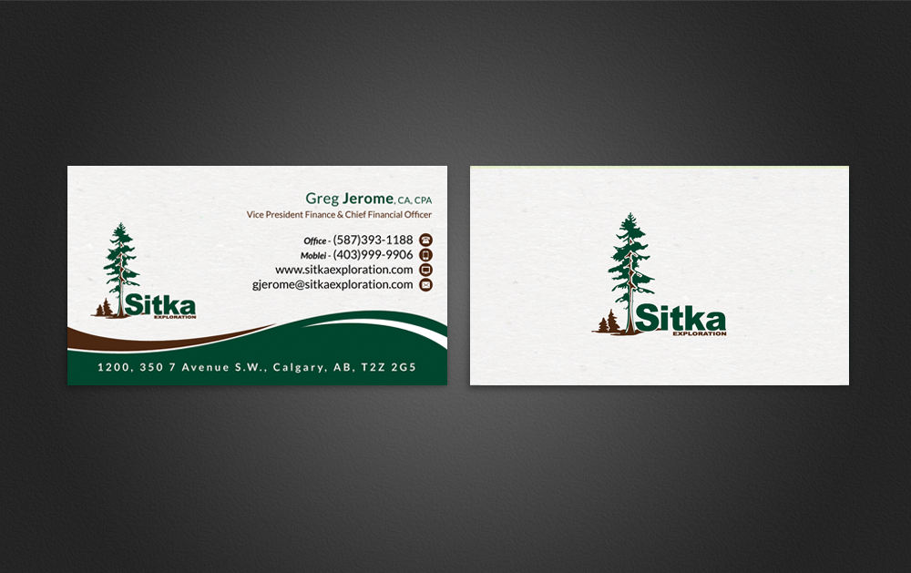 Business Card Design by  Artman for Wine Club - Sitka Exploration Ltd. | Design #20363284