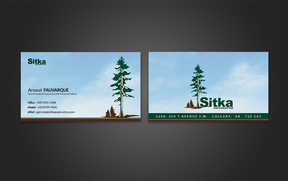 Diseño de Tarjeta de Presentación por  Artman para Wine Club - Sitka Exploration Ltd. | Diseño #20375791