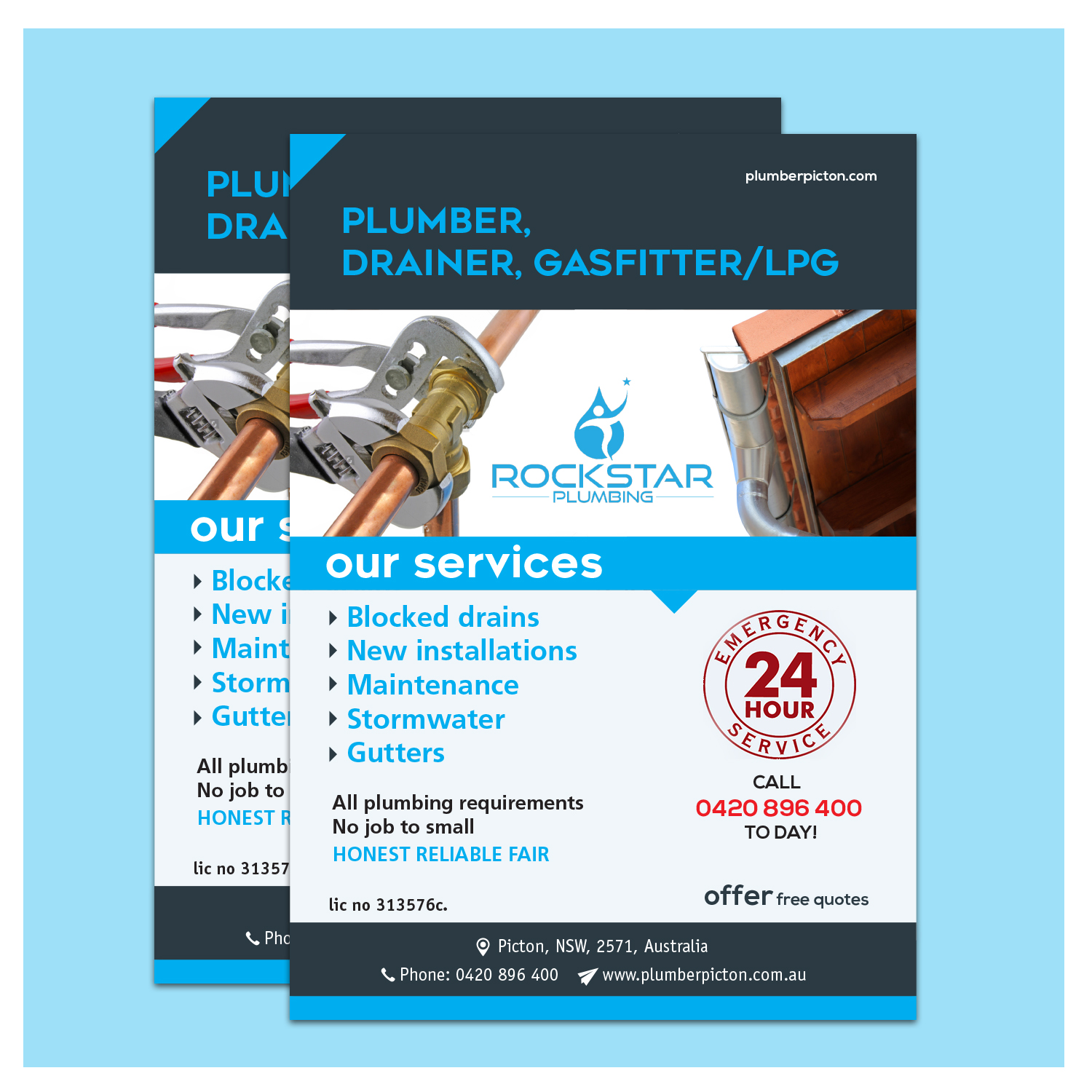 Flyer Design by ColorDrops for Rockstar plumbing | Design #20360484