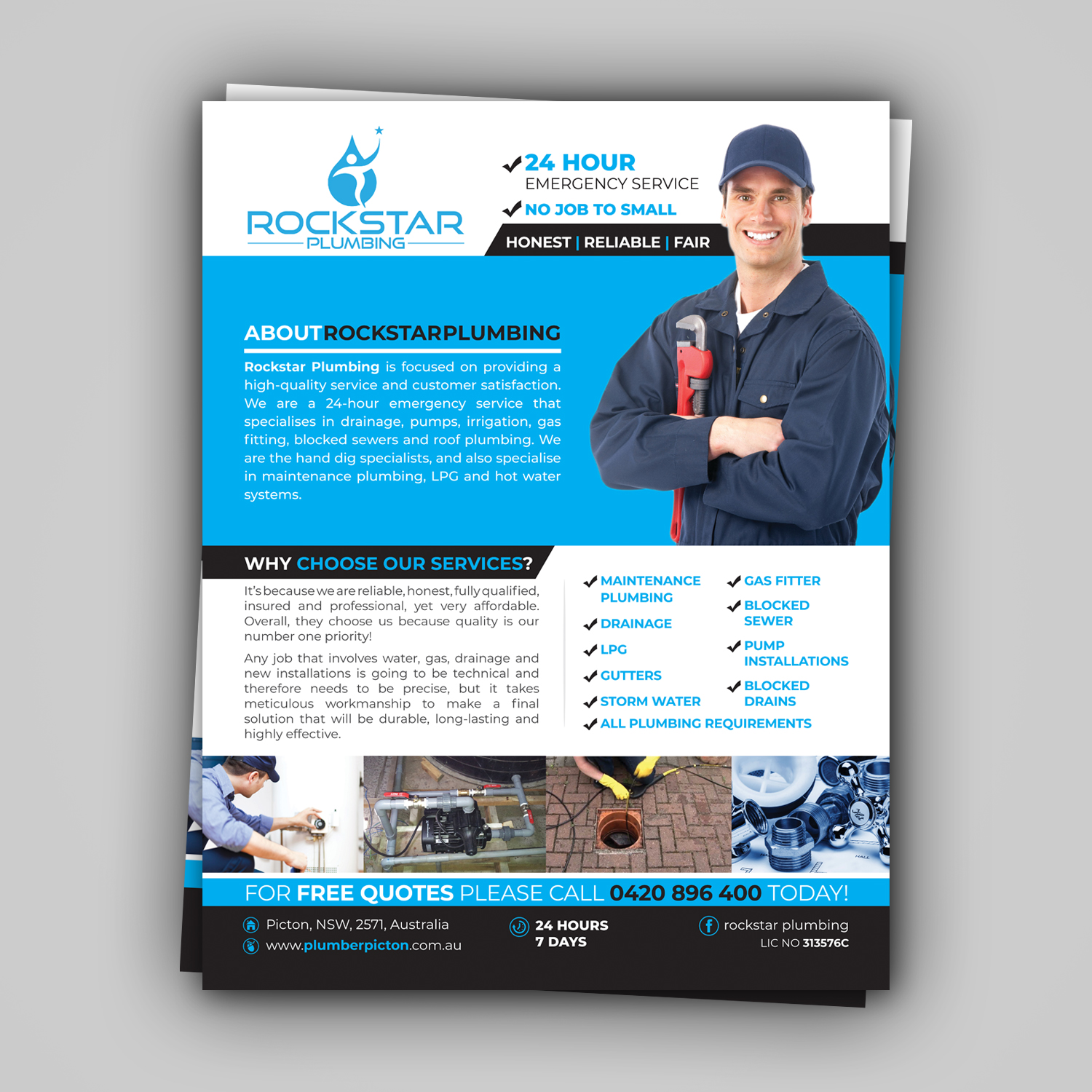 Flyer Design by Mariyam Khan for Rockstar plumbing | Design #20363096