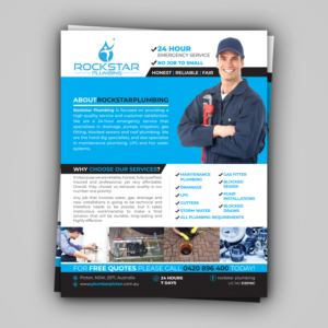 Flyer Design by Mariyam Khan for Rockstar plumbing | Design: #20363096