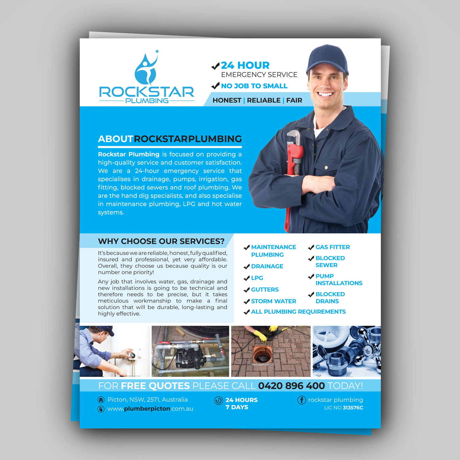 Flyer Design by Mariyam Khan for Rockstar plumbing | Design #20363438