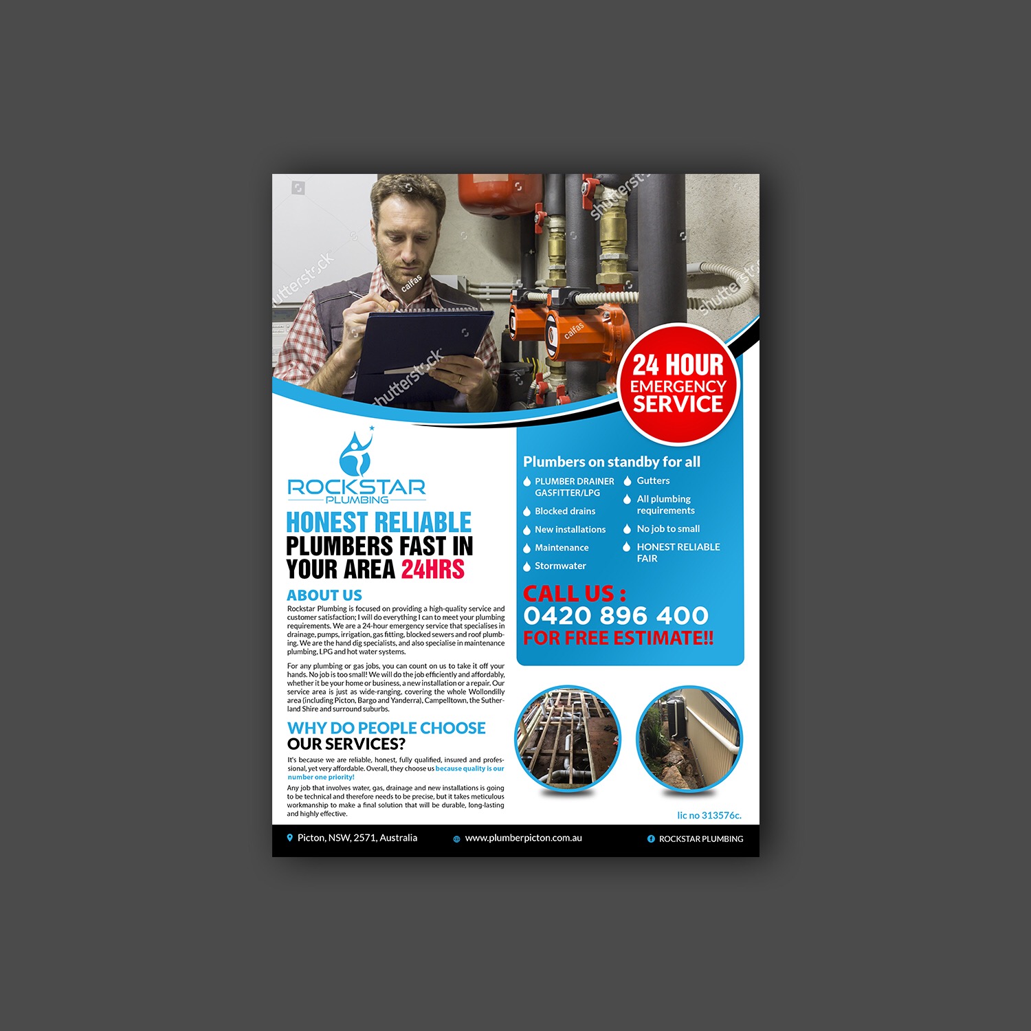 Flyer Design by Schöpfer for Rockstar plumbing | Design #20362315