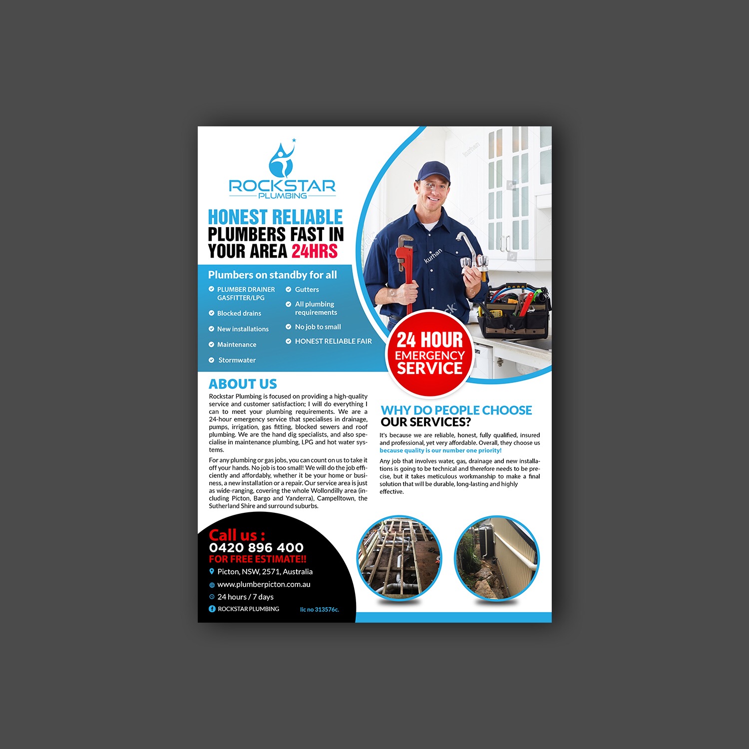 Flyer Design by Schöpfer for Rockstar plumbing | Design #20362316