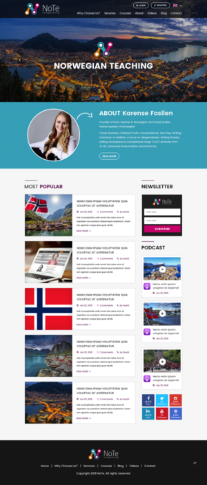 Web Design par pb pour NoTe Norwegian Teaching | Design : #20395161