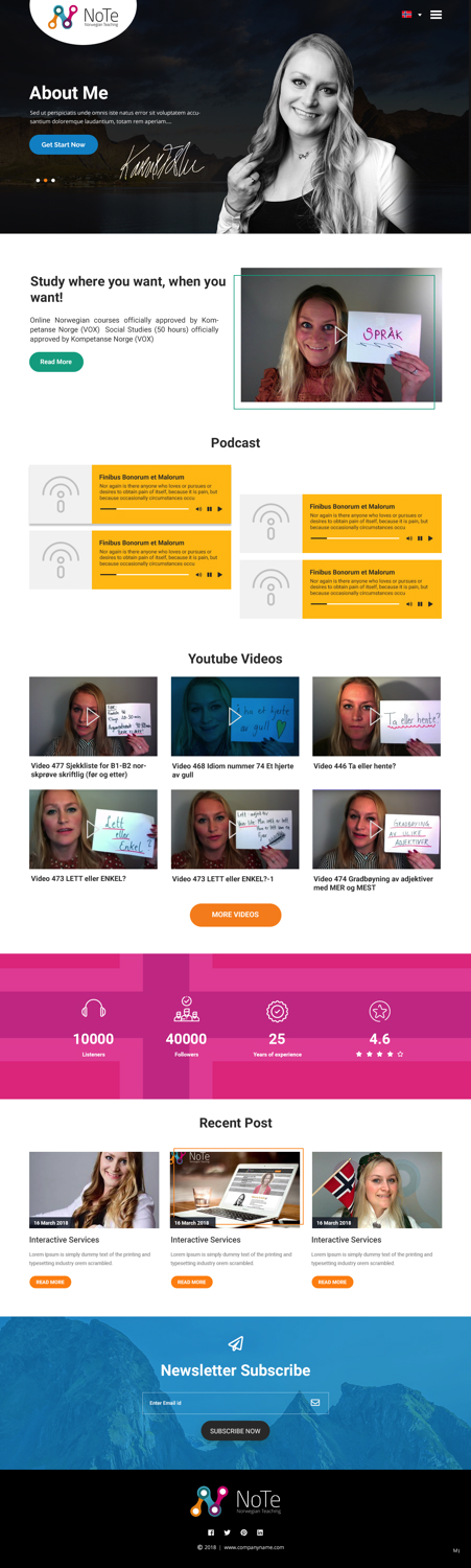 Web Design by pb for NoTe Norwegian Teaching | Design #20395171