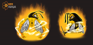 Bee ninja with glowing energy Male and female versions | Diseño de Camiseta por MissJo Designs