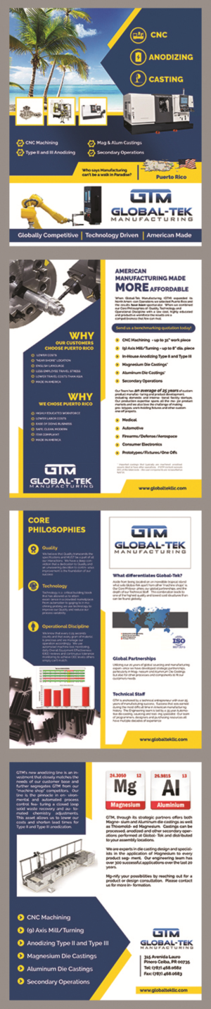 Diseño de Flyer por BLUE WINGS para Global-Tek Manufacturing LLC | Diseño #20431001