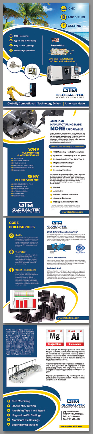 Diseño de Flyer por BLUE WINGS para Global-Tek Manufacturing LLC | Diseño #20431005