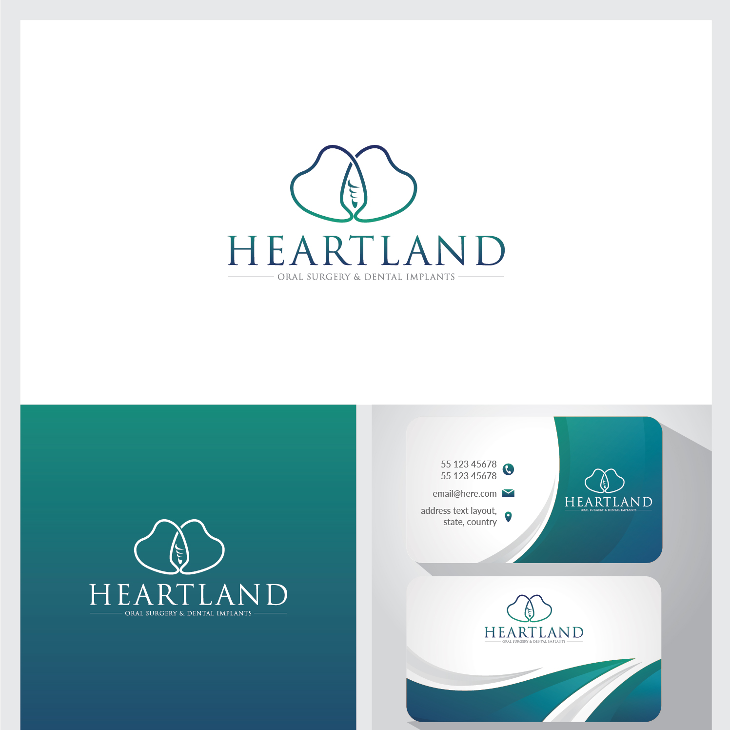 logo design for heartland oral surgery and dental implants logo layout