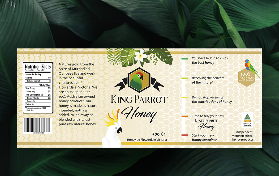 Label Design by mgfrontado for King Parrot Honey | Design #20439331