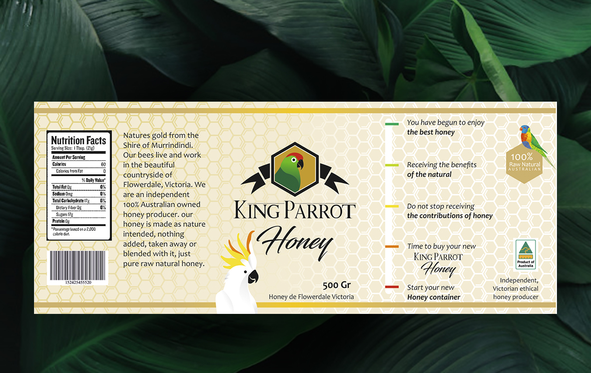 Label Design by mgfrontado for King Parrot Honey | Design #20439334