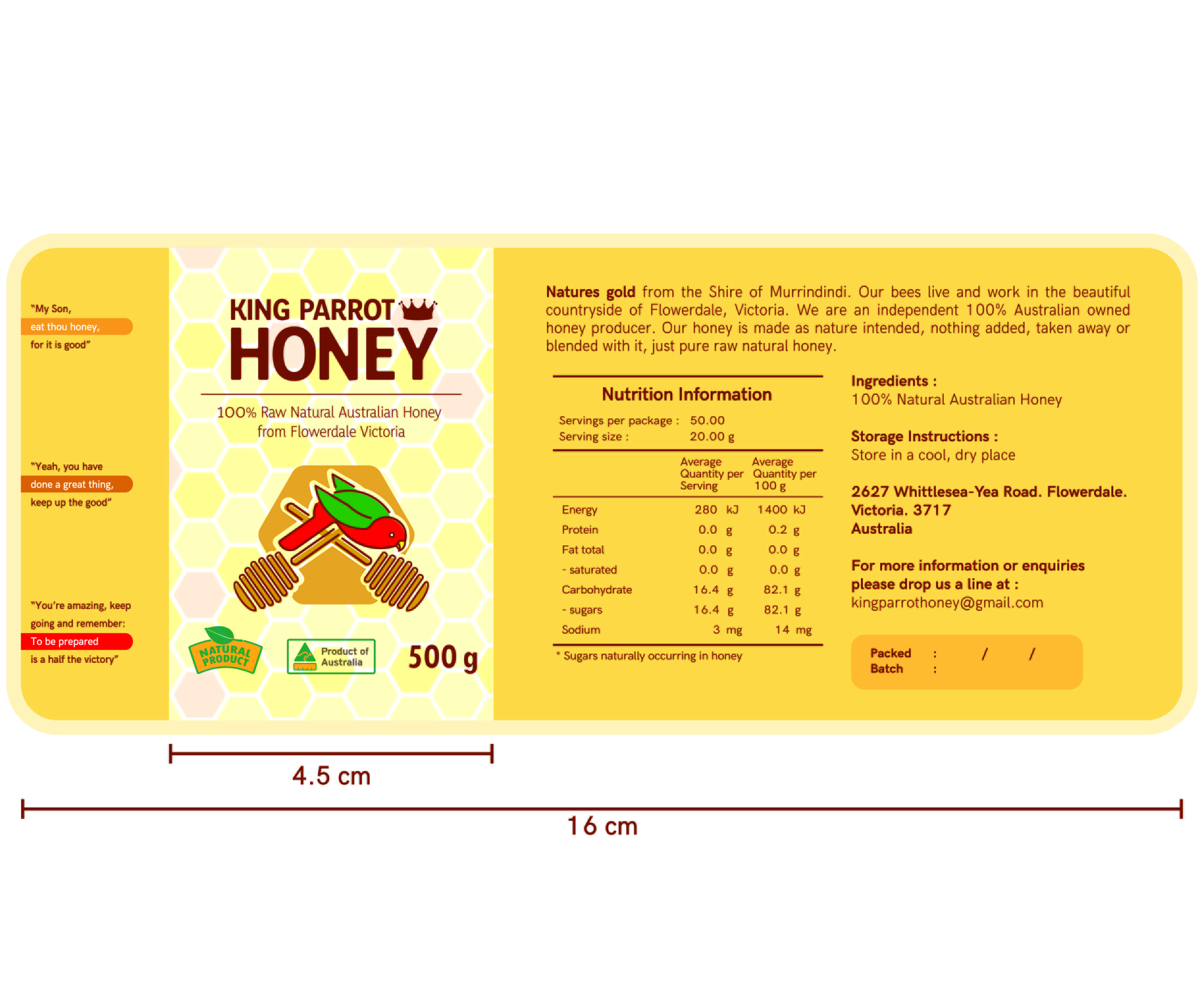 Label Design by Sudipyanto for King Parrot Honey | Design #20460088