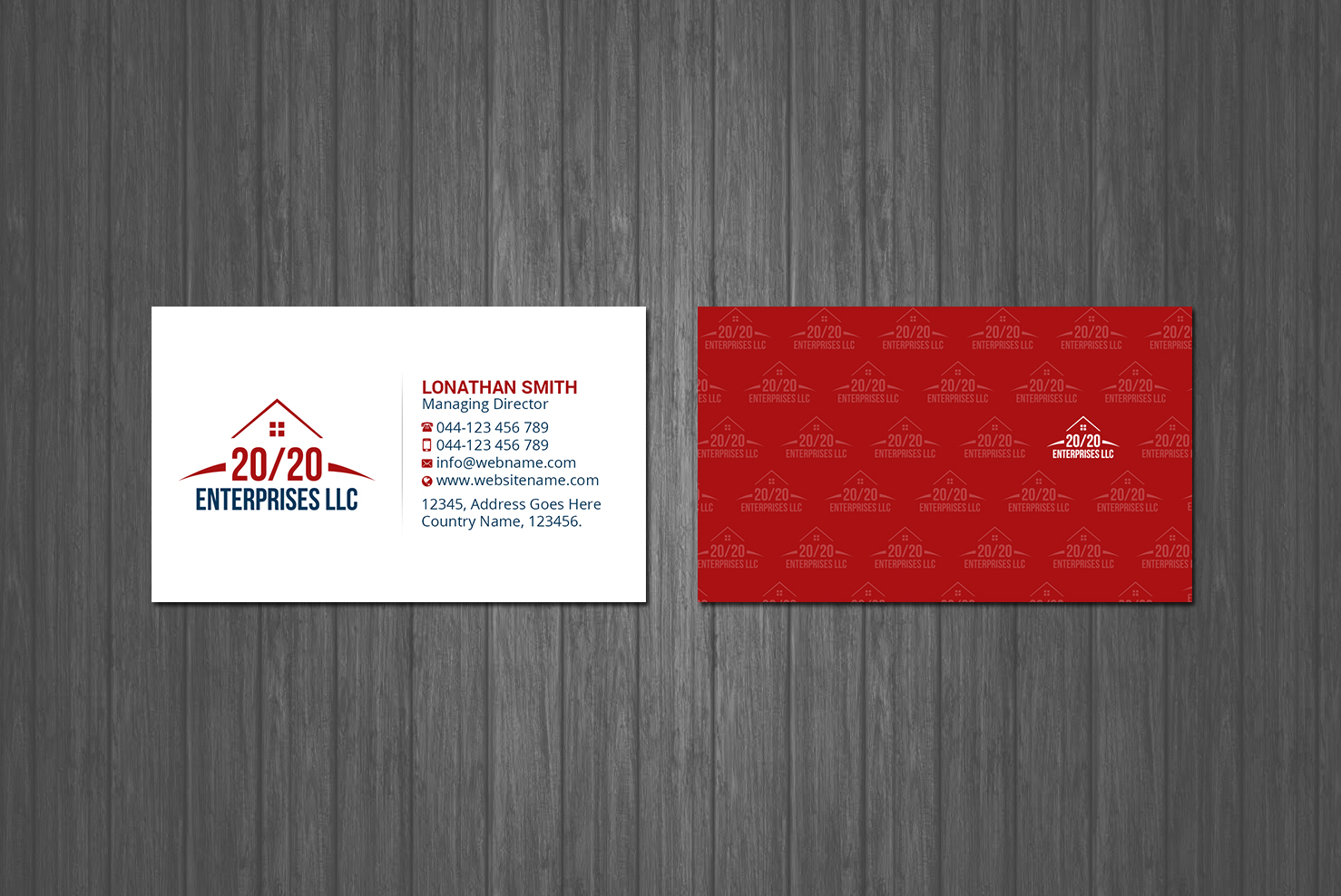 Diseño de Tarjeta de Presentación por Creations Box 2015 para 20/20 Enterprises LLC., | Diseño #20446326