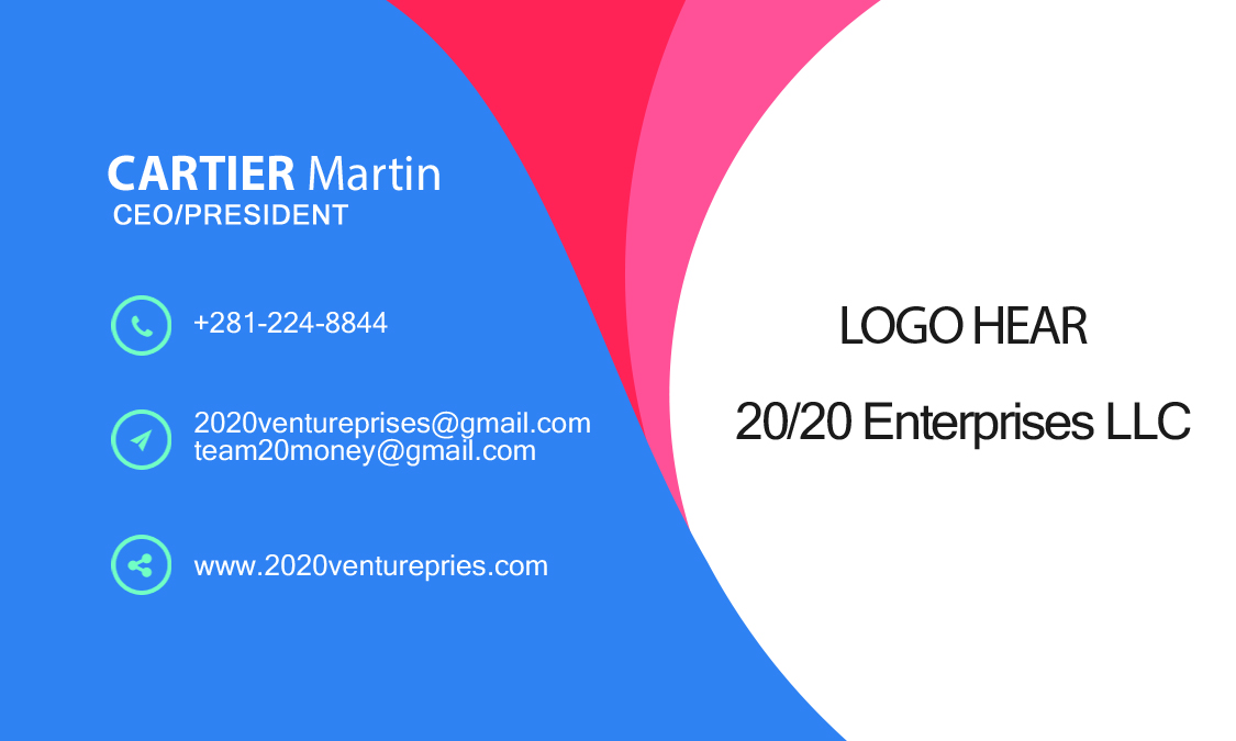 Design de Carte de Visite par Priyantha 5 pour 20/20 Enterprises LLC., | Design #20485238