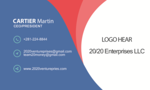 Business Card Design by Priyantha 5 for 20/20 Enterprises LLC., | Design #20485238