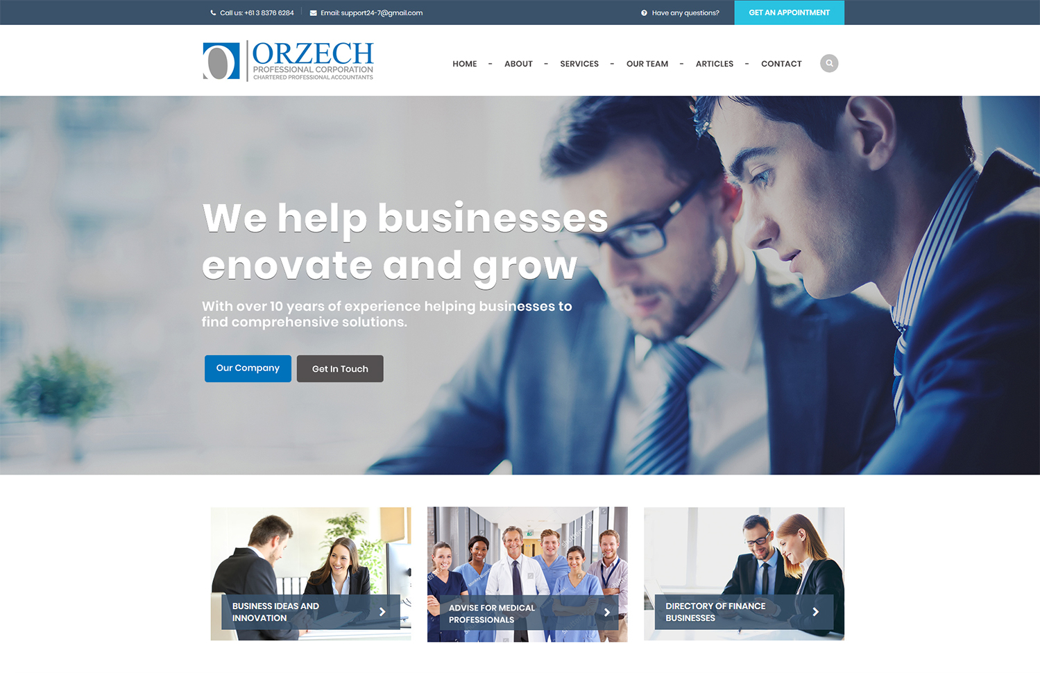 Web Design by Expert Designer for Orzech Professional Corporation | Design #20463293
