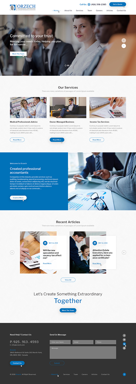 Web Design par Ved Web Services pour Orzech Professional Corporation | Design #20454637
