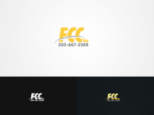 Would like the Company name, FCC., Inc in slanted, block yellow letters with a white background. Also the phone # 203-667-2369. | Logo Design by ArtSamurai