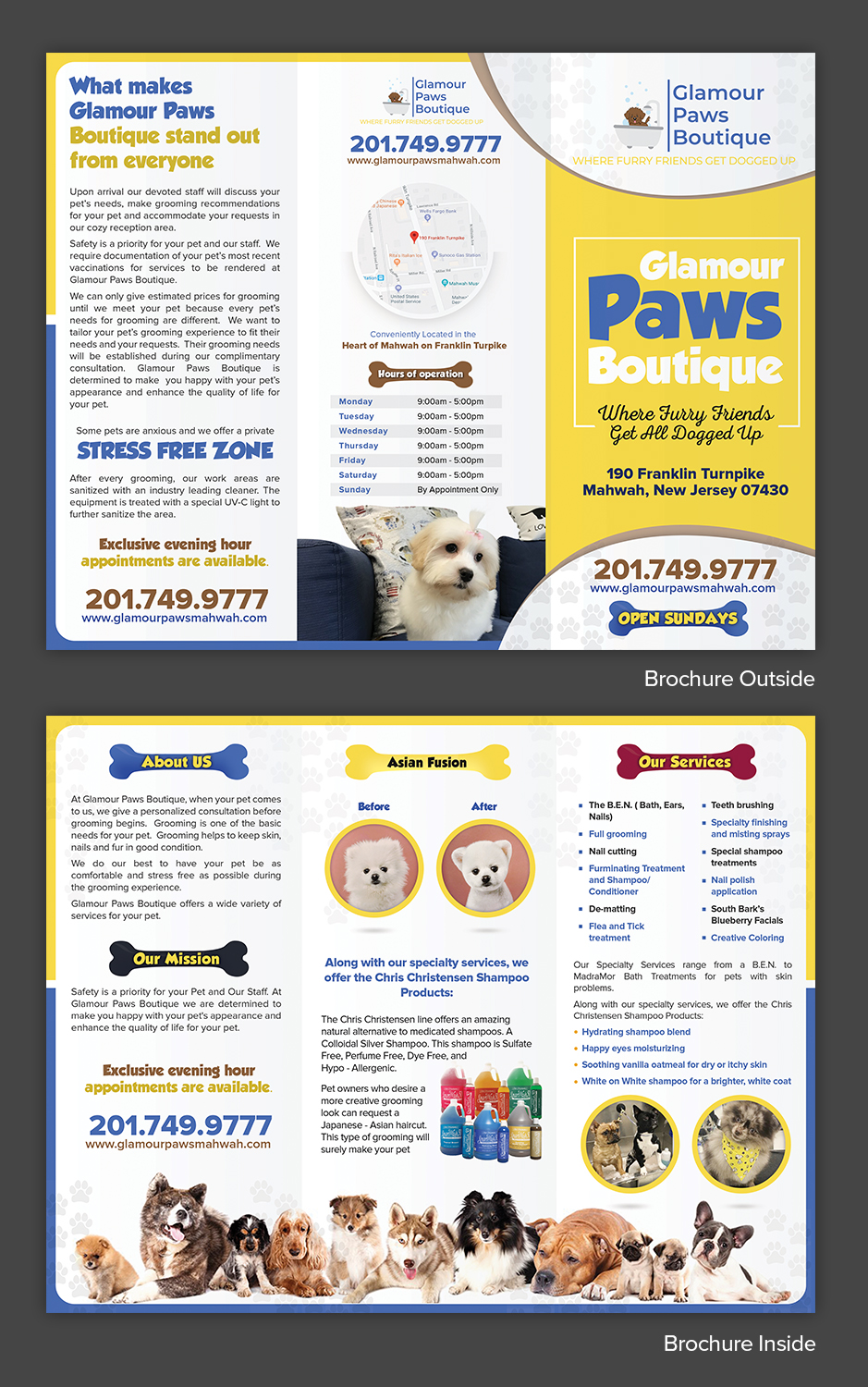 Flyer Design by SAI DESIGNS for Glamour Paws Boutique | Design #20633586