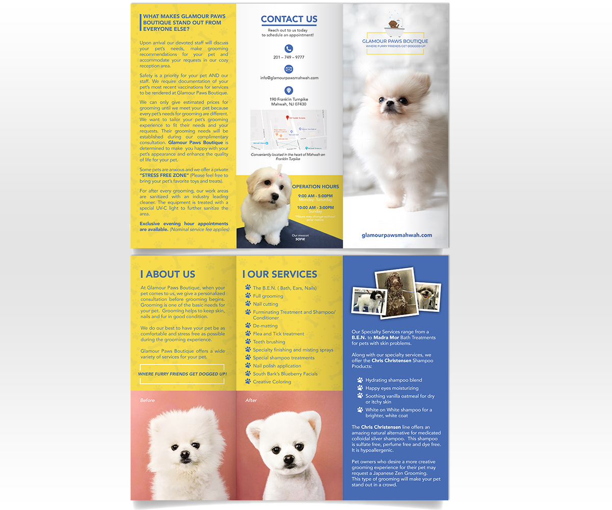 Design de Flyer par Luniere Designs pour Glamour Paws Boutique | Design #20539766
