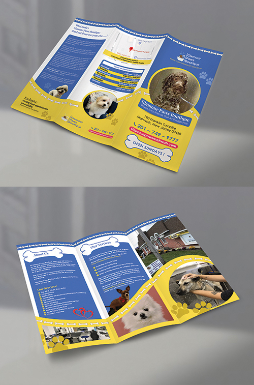 Diseño de Flyer por BLUE WINGS para Glamour Paws Boutique | Diseño #20514125