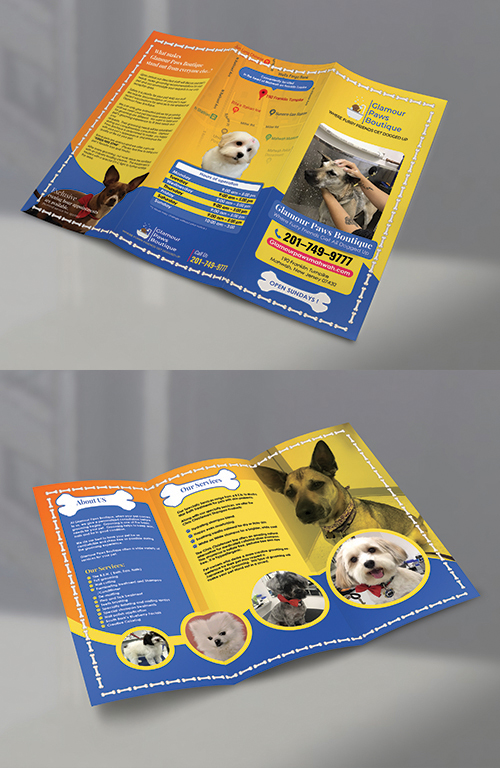 Diseño de Flyer por BLUE WINGS para Glamour Paws Boutique | Diseño #20514654