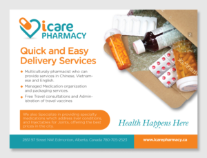 A Pharmacy half page colour Ad to be placed in an Asian Newspaper, Promoting our Delivery Service... | Diseño de Anuncio de Prensa por D Creative