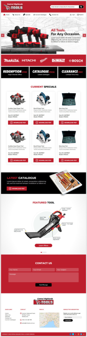 Finish off design for Tool Retailer- One Page Brochure site | Diseño Web por -Marc-