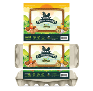 modern Egg Carton label for family pasture raised egg business- Tomales bay pastures | Graphic Design by SAI DESIGNS