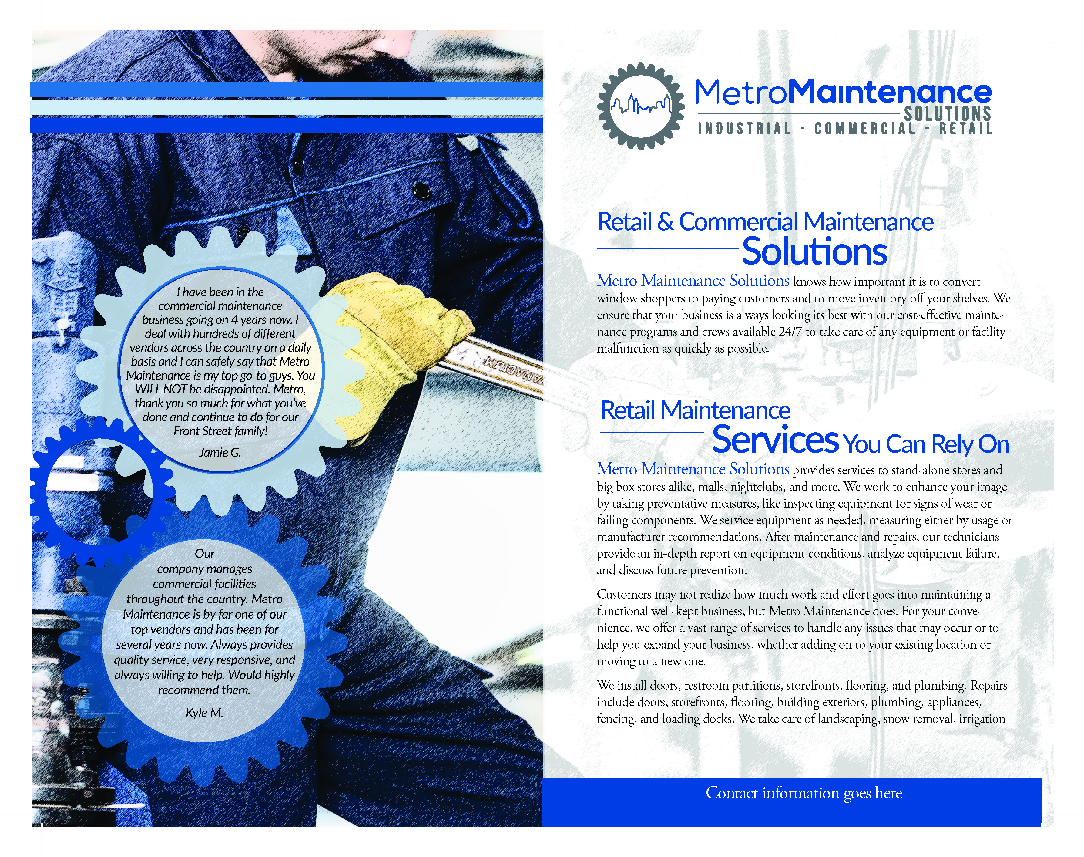 Design de Flyer par bob 7 pour Metro Maintenance Service | Design #20499893