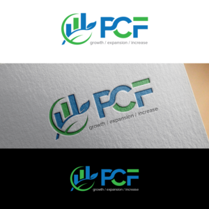 3 designs. (1) Text ‘PCF’ with a logo depicting growth / expansion / increase (2) Text ‘Pakistan Catalyst Fund’ with a logo same as 1. (3) The PCF text and logo with Pakistan Catalyst Fund written in full next to it. | Logo Design by Maxo-Biz