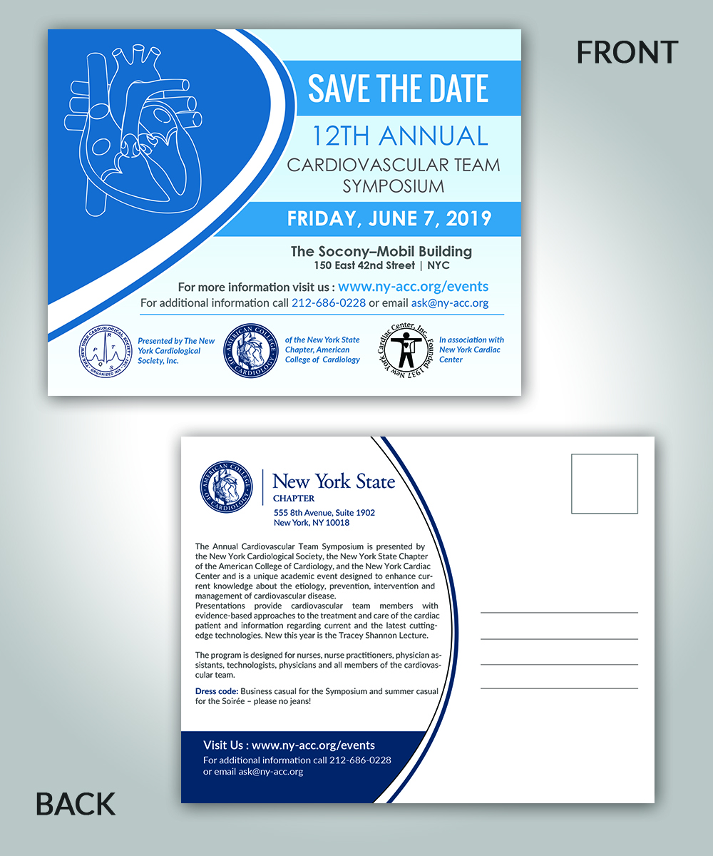 Postcard Design by innovative earth for The New York Cardiological Society, Inc. | Design #20539806