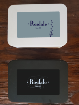 Rosdale belly band - cardboard to wrap around a plain tin for Gift | Etikett-Design von Azhoeck