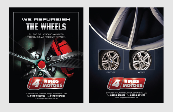 Flyer Design by decorusads for 4 Rings Motors | Design #20643551