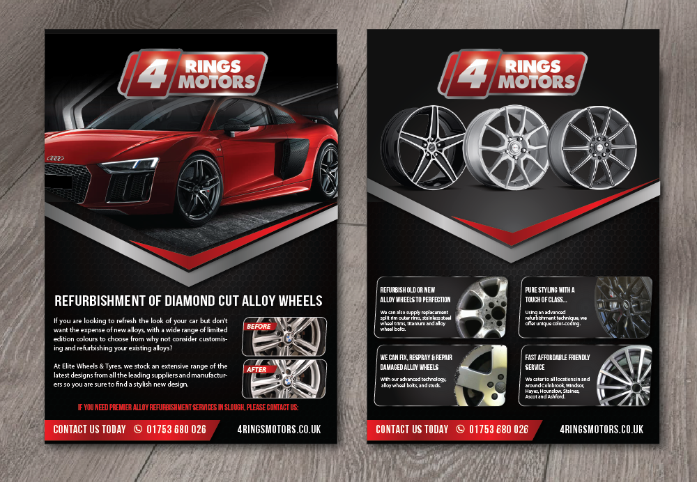 Flyer Design by alex989 for 4 Rings Motors | Design #20591109