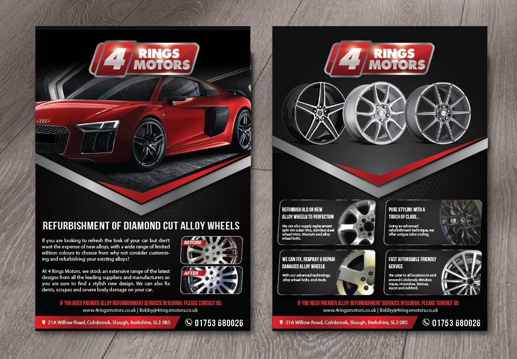 Flyer Design by alex989 for 4 Rings Motors | Design #20626314