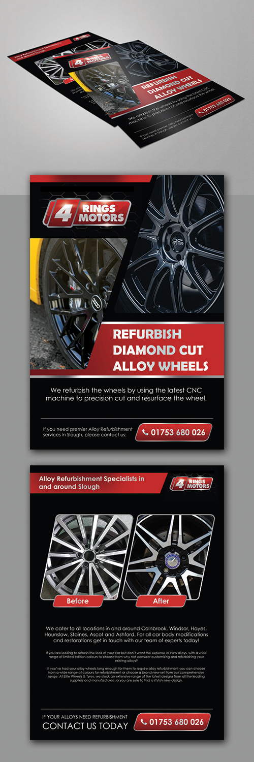 Flyer Design by BLUE WINGS for 4 Rings Motors | Design #20605805